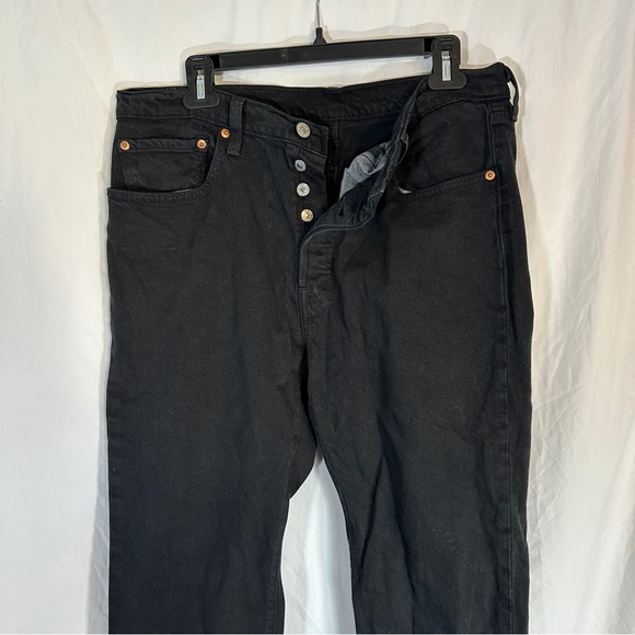 Levi’s 501 Raw Hem High Rise Black Jeans 32x32 - Picture 2 of 7